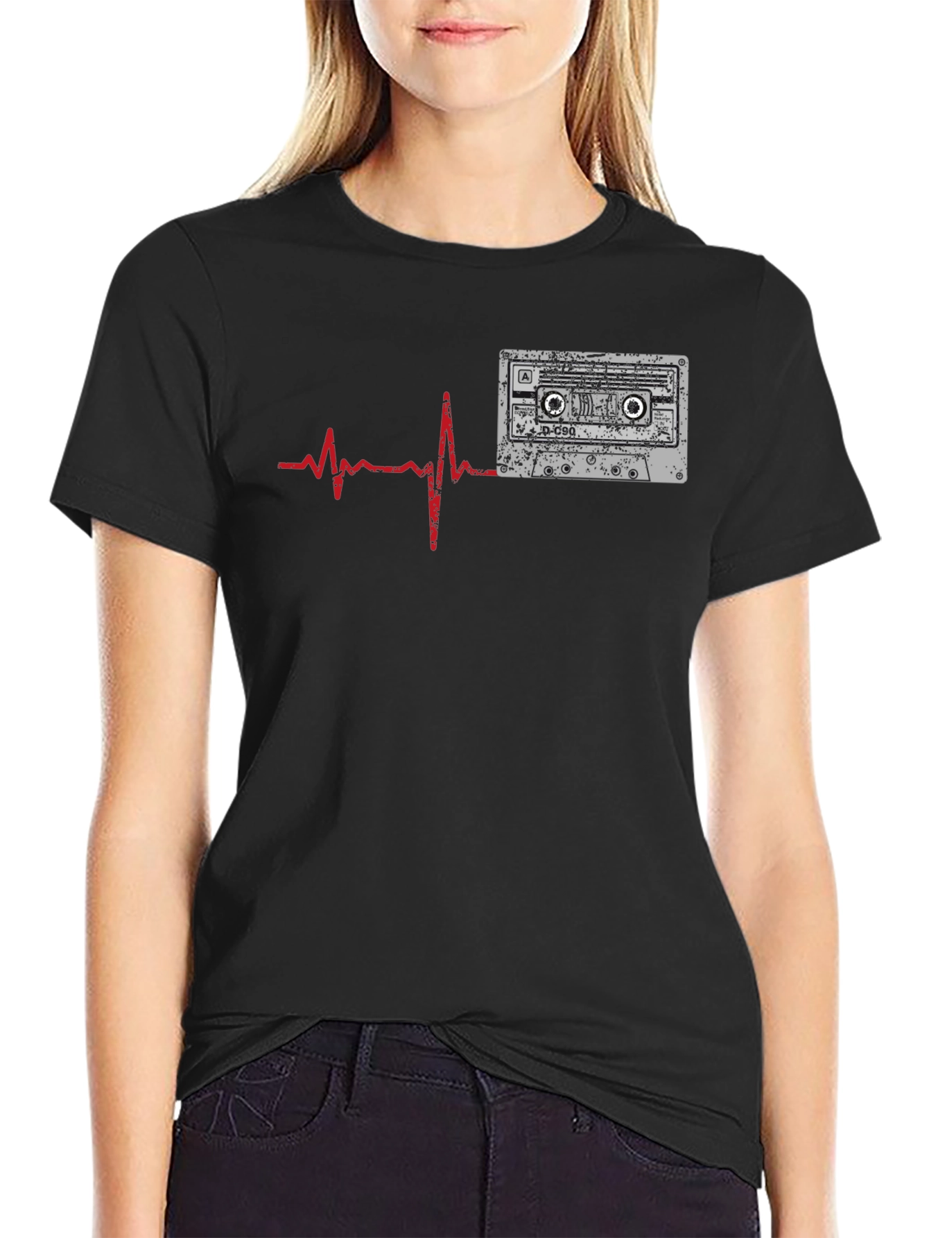 Retro Tape Heartbeat T-Shirt - Music Lover Tee