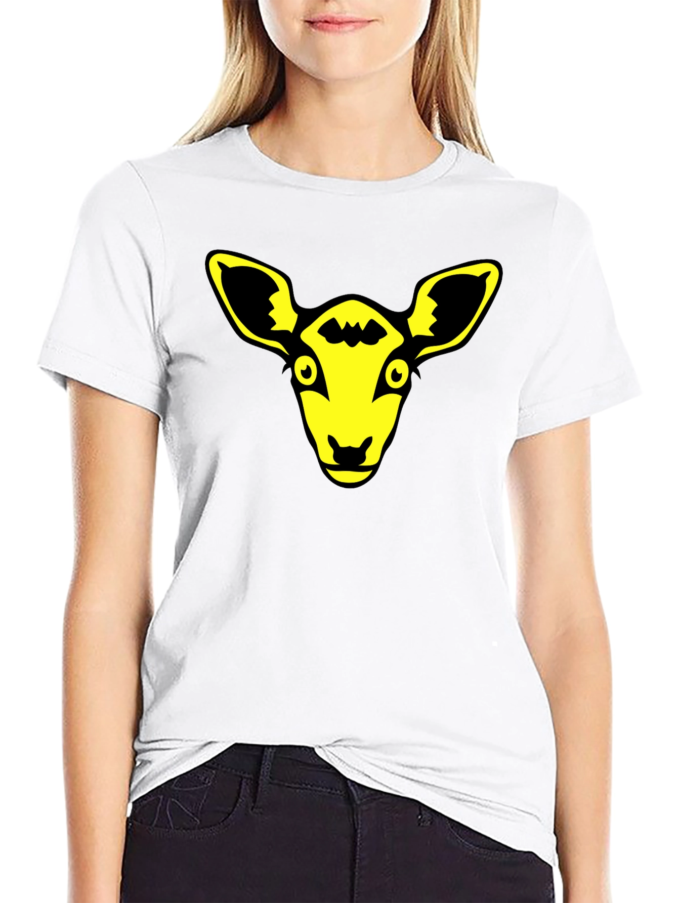 Yellow Animal Graphic Black T-Shirt