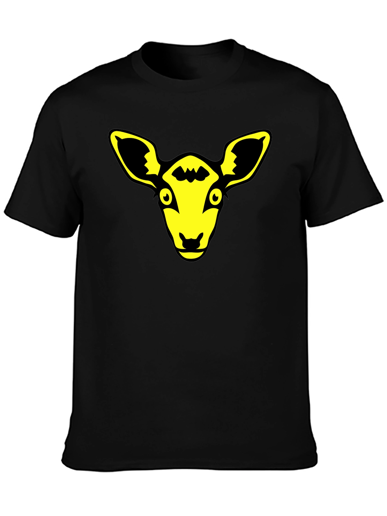 Yellow Animal Graphic Black T-Shirt