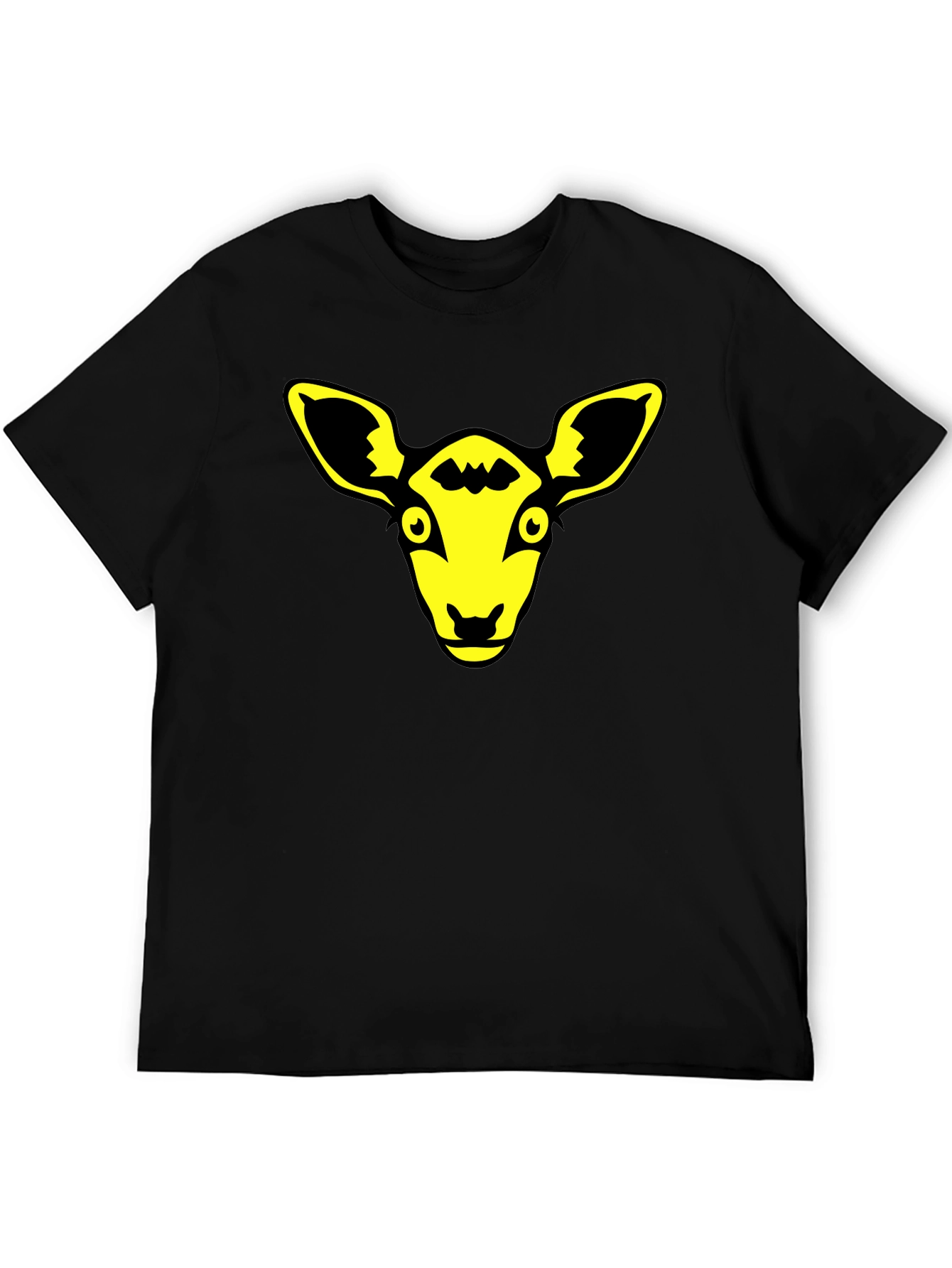 Yellow Animal Graphic Black T-Shirt