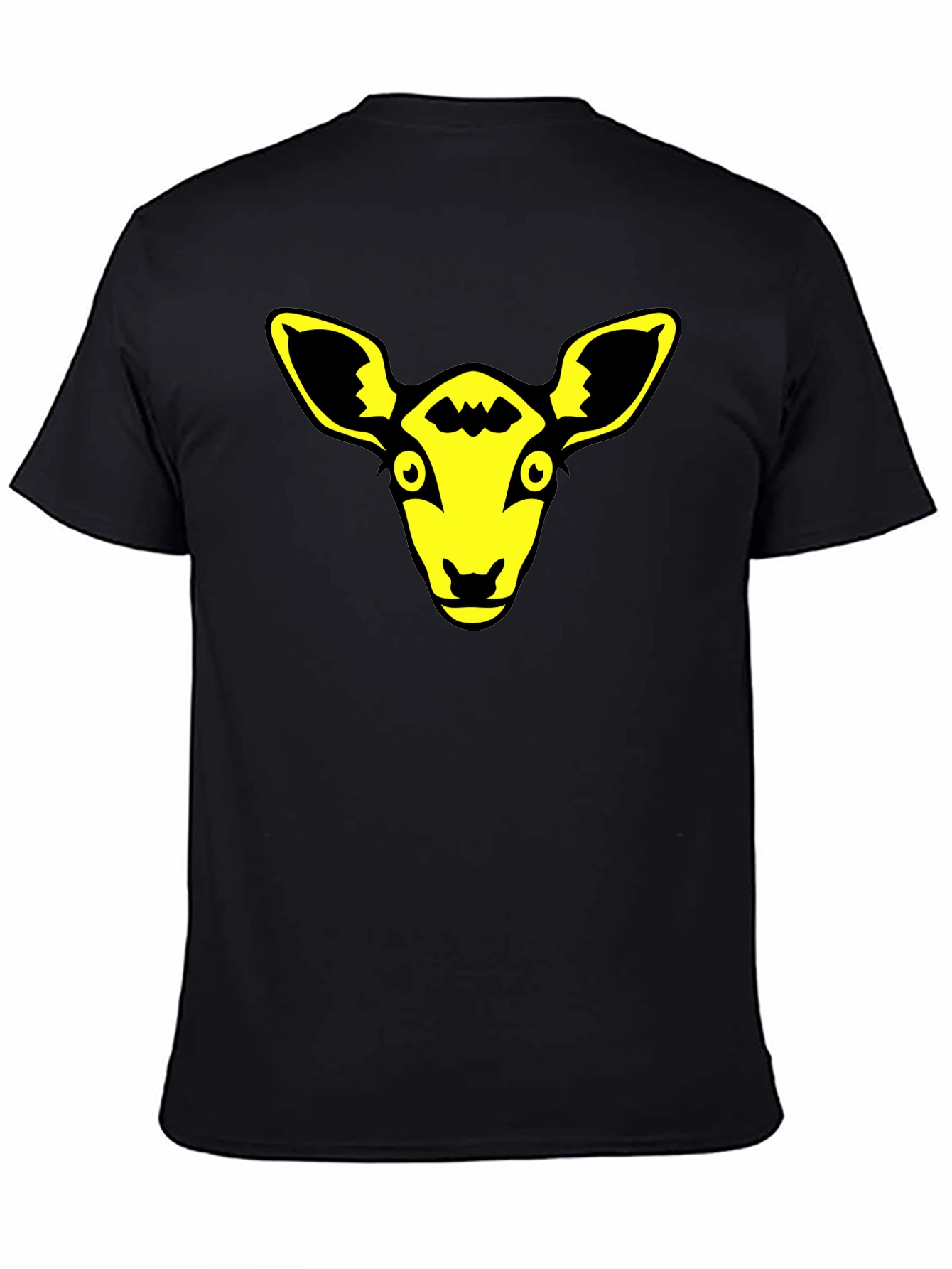 Yellow Animal Graphic Black T-Shirt