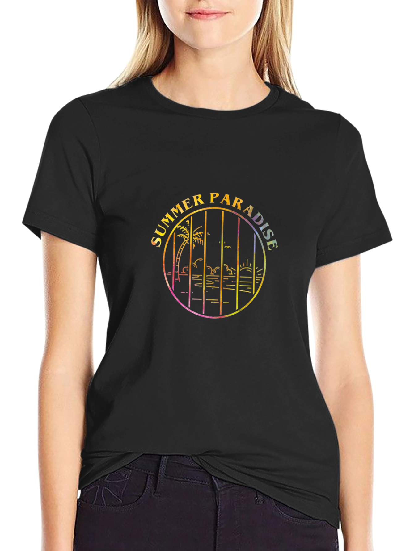 Summer Paradise Graphic Tee - Black