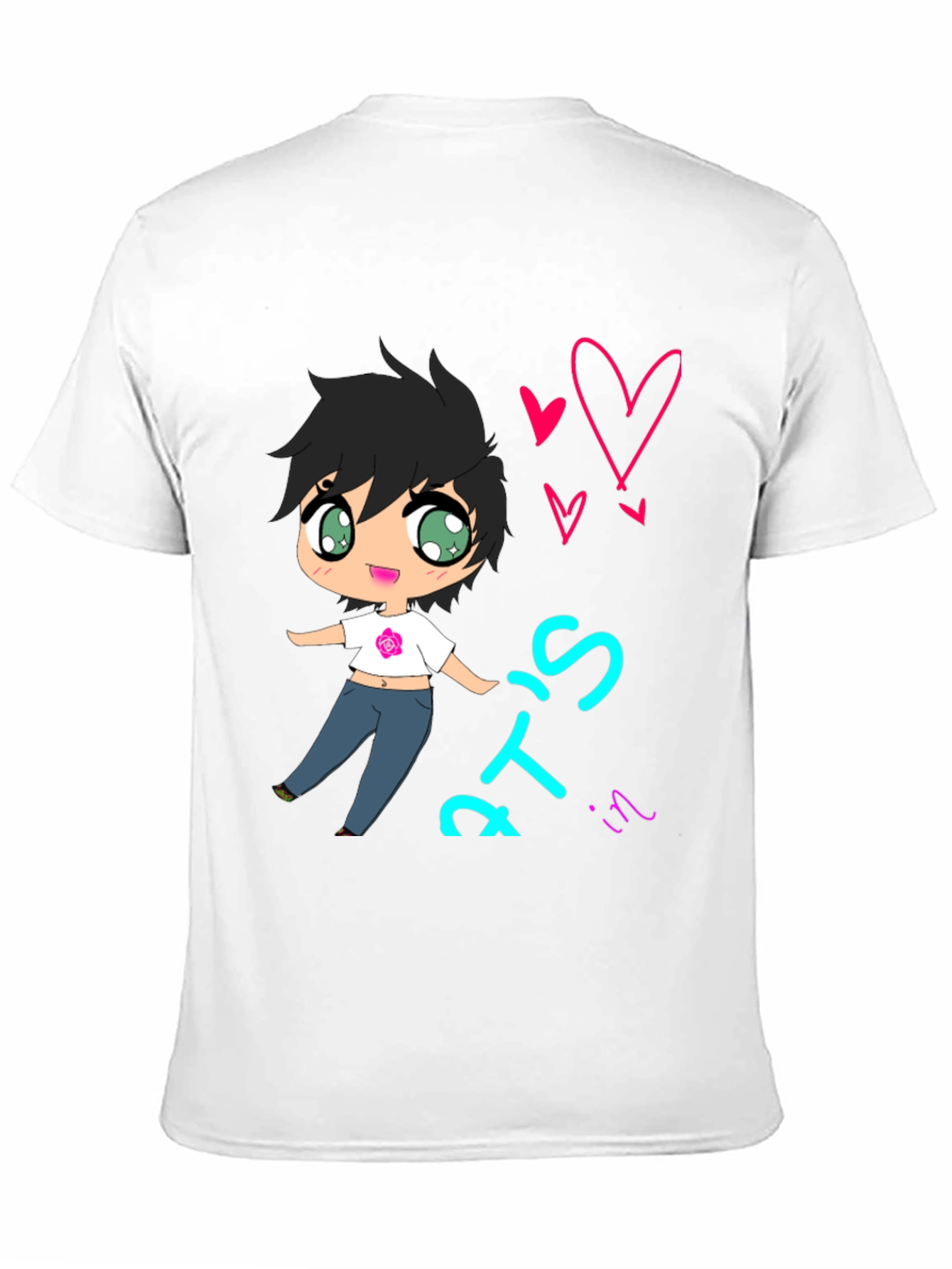 Cute Cartoon Graphic Tee - Black T-Shirt