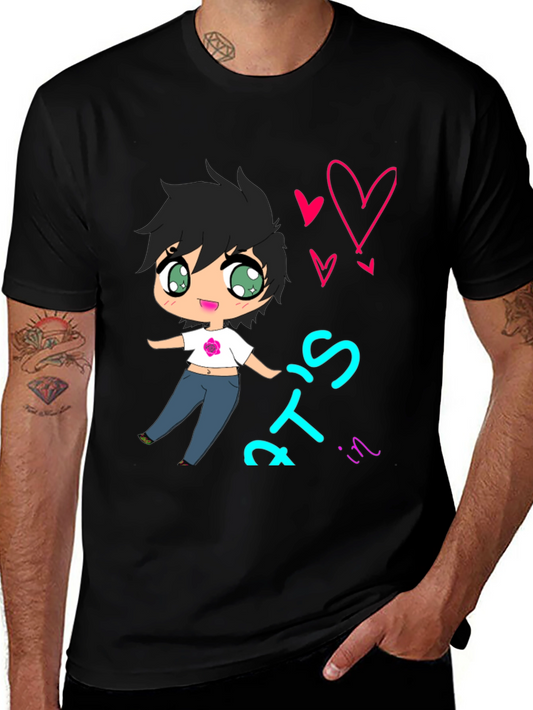 Cute Cartoon Graphic Tee - Black T-Shirt