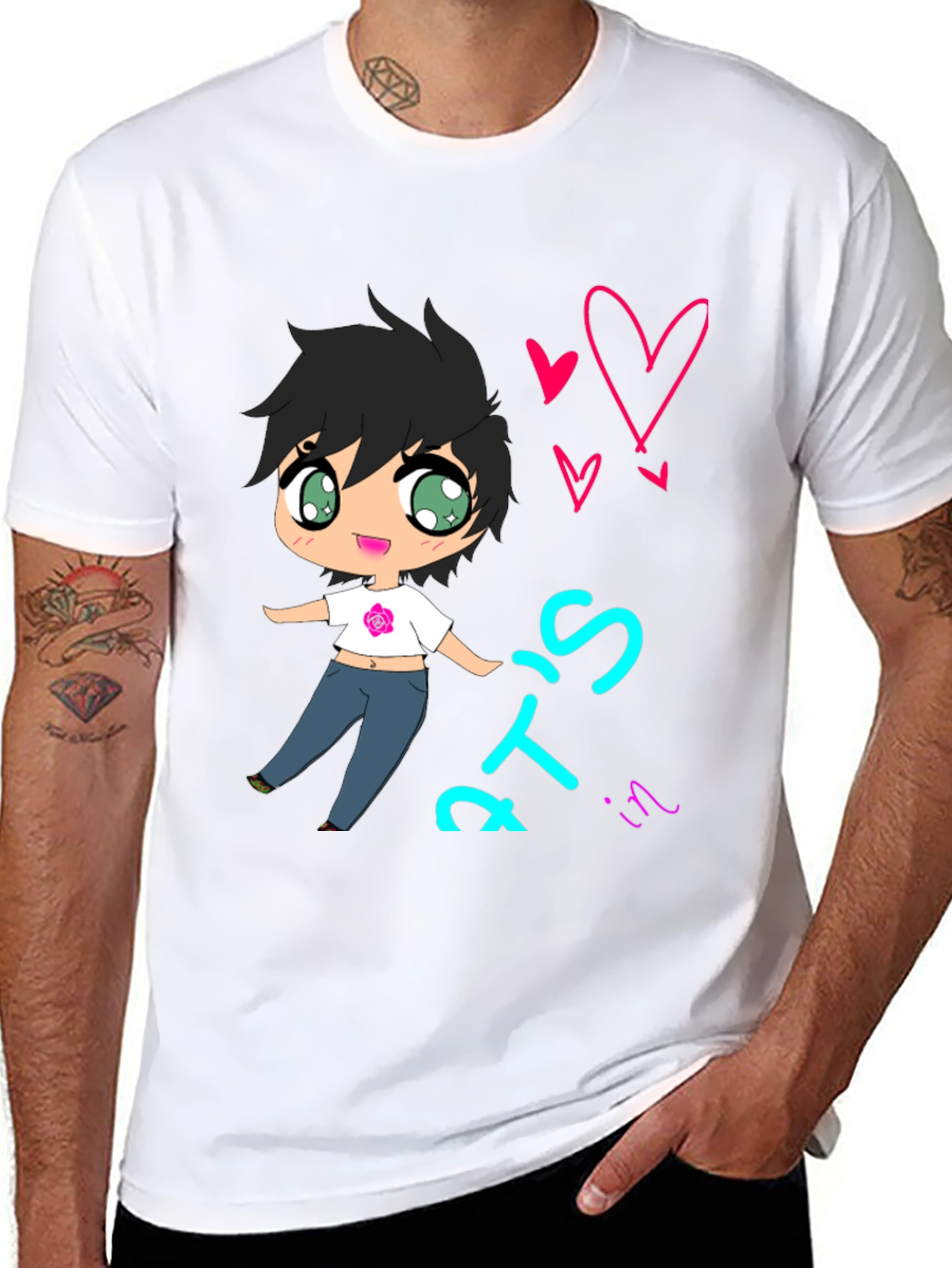 Cute Cartoon Graphic Tee - Black T-Shirt
