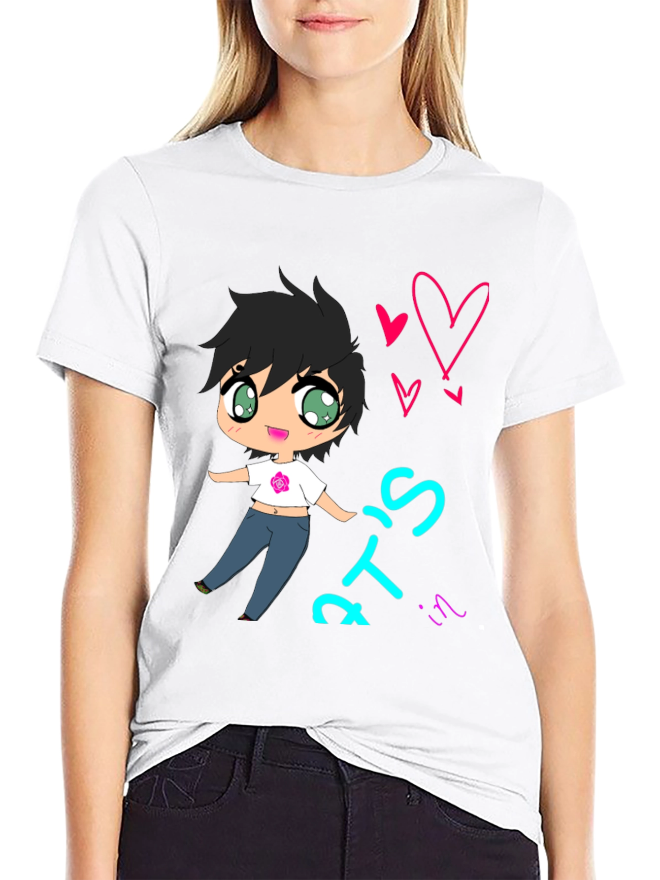 Cute Cartoon Graphic Tee - Black T-Shirt