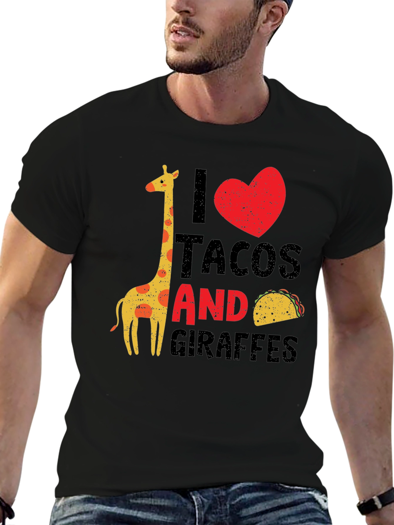 I Love Tacos and Giraffes Graphic T-Shirt
