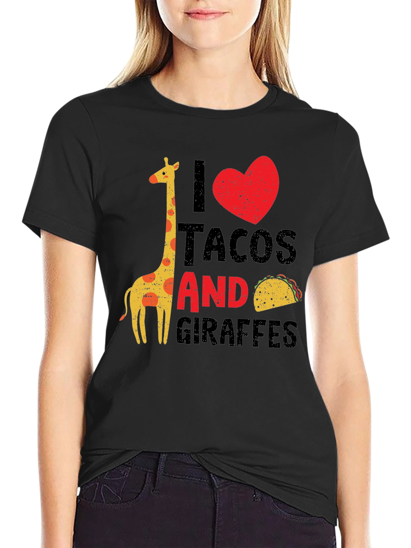 I Love Tacos and Giraffes Graphic T-Shirt
