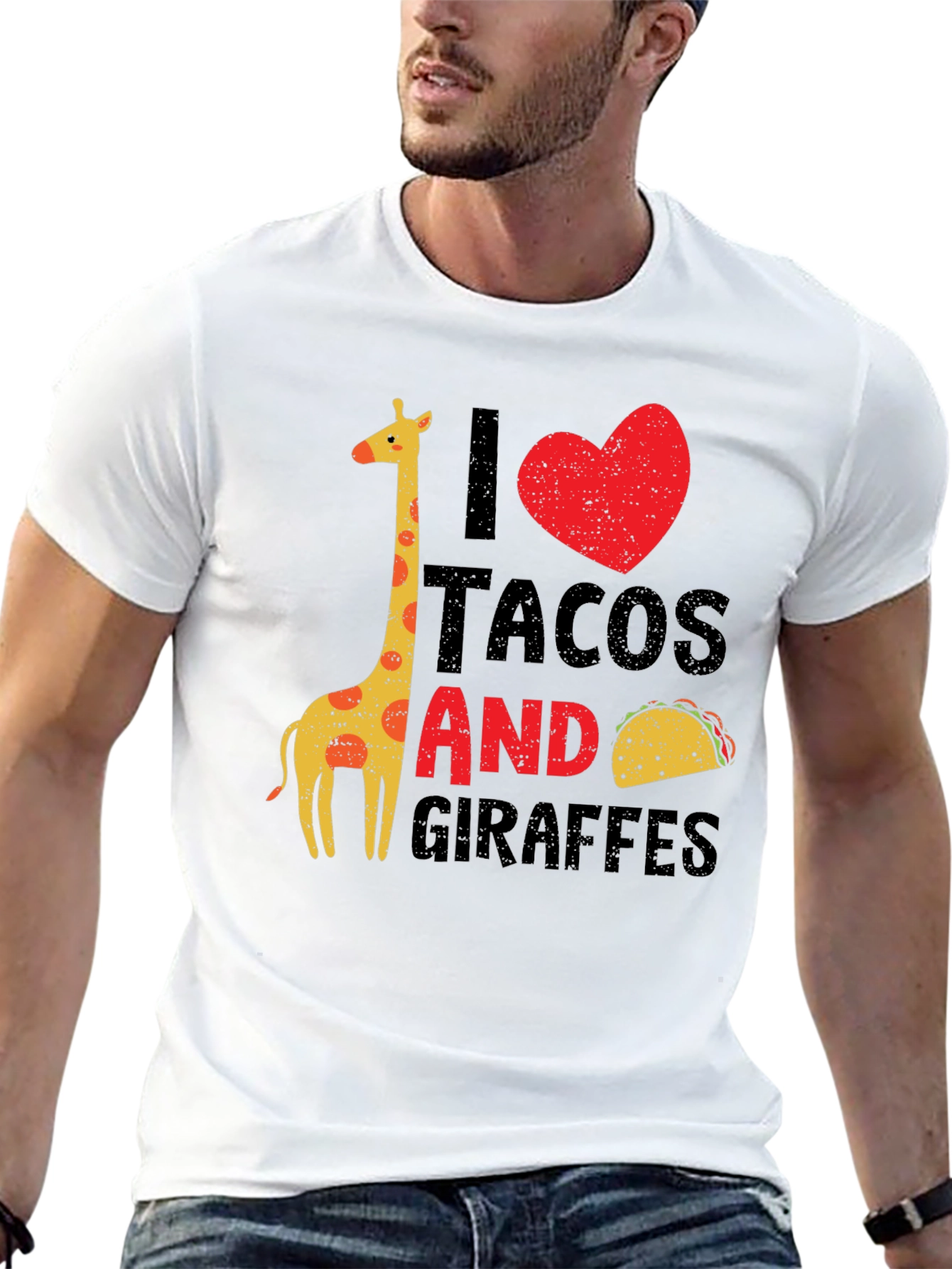 I Love Tacos and Giraffes Graphic T-Shirt