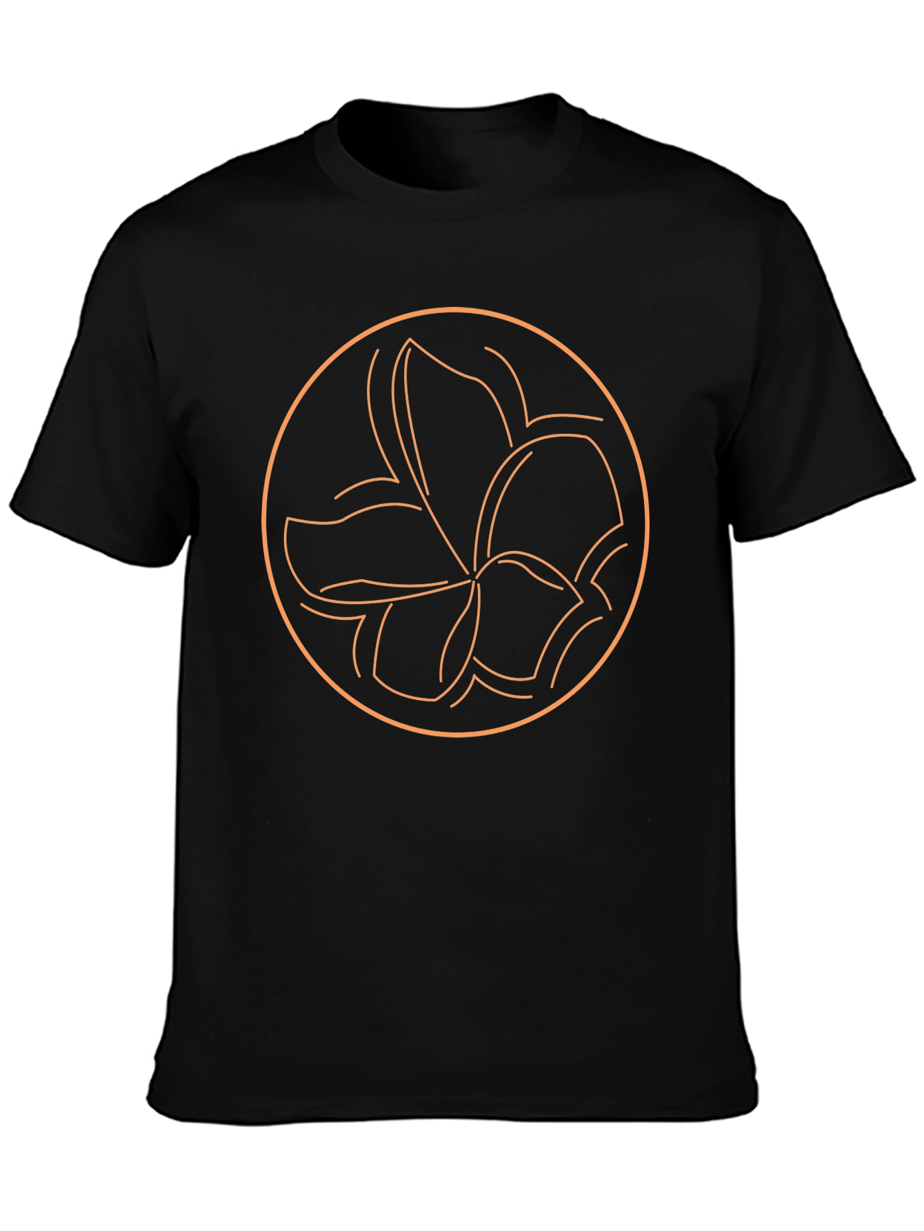 Floral Outline Graphic Tee - Stylish Black Shirt