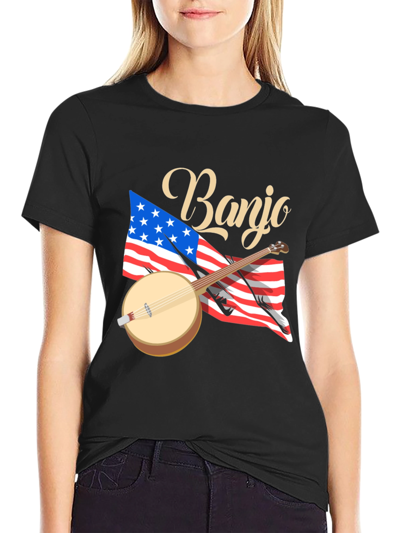 Banjo Tee: American Flag Patriotic Shirt