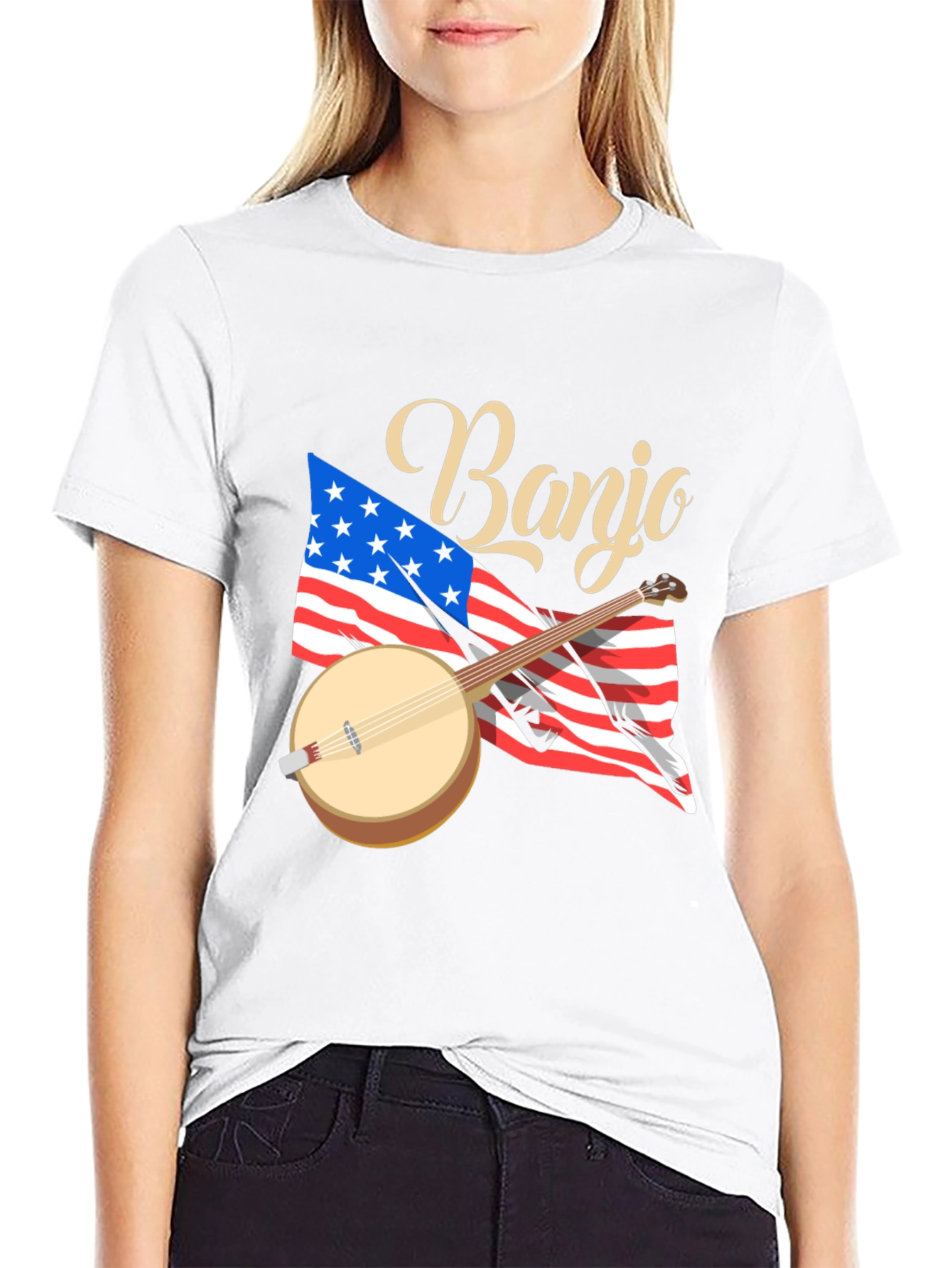 Banjo Tee: American Flag Patriotic Shirt
