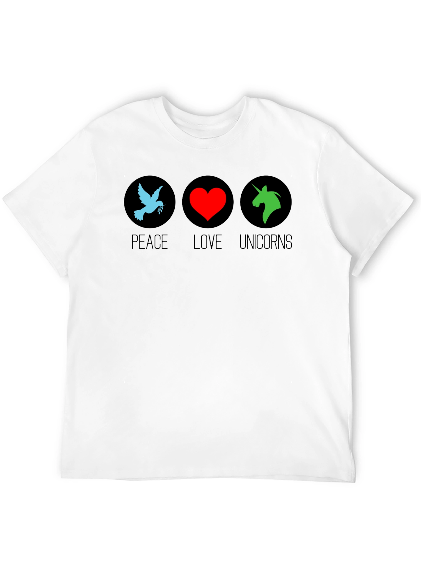 Peace Love Unicorns Black T-Shirt