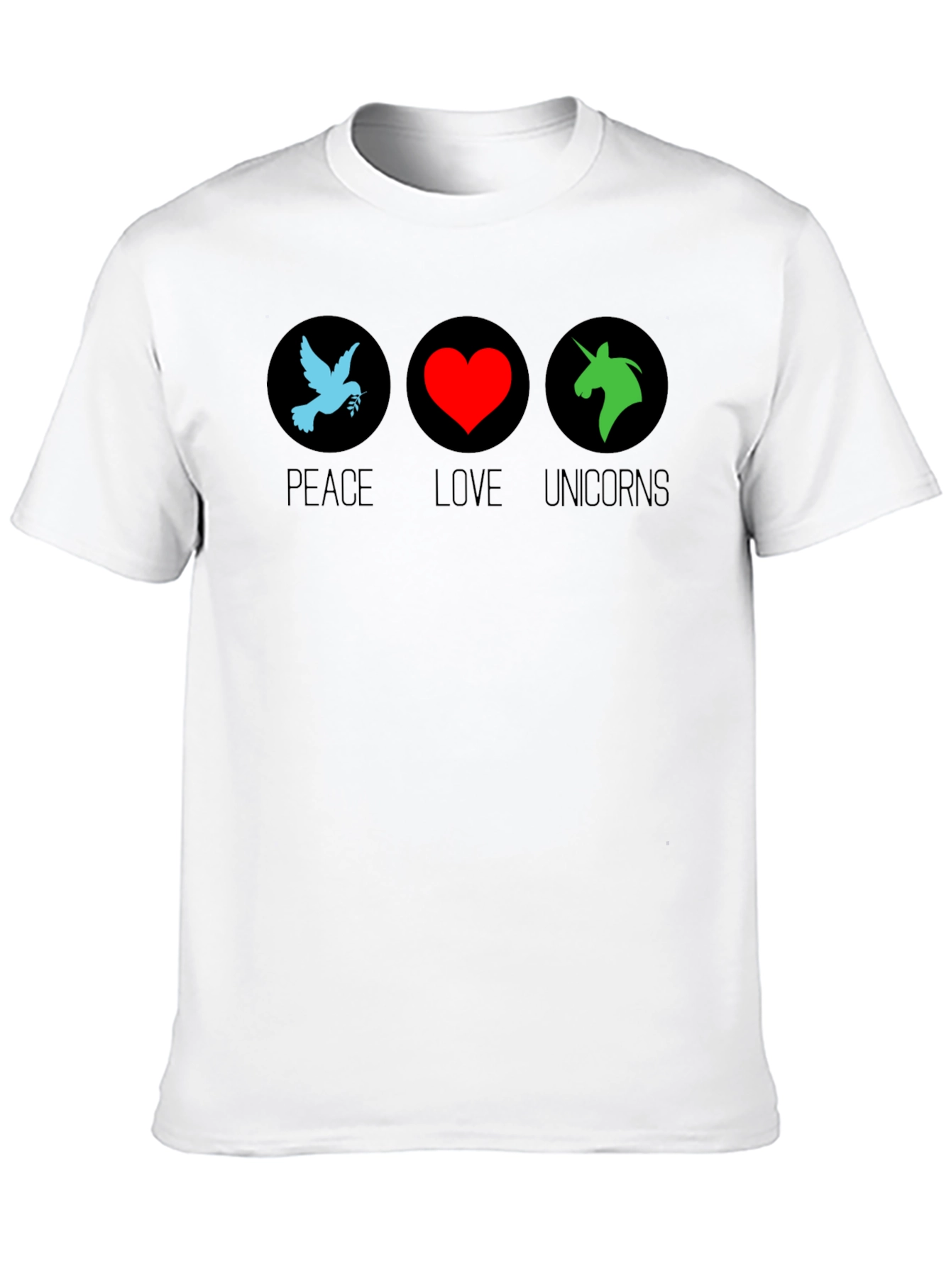 Peace Love Unicorns Black T-Shirt