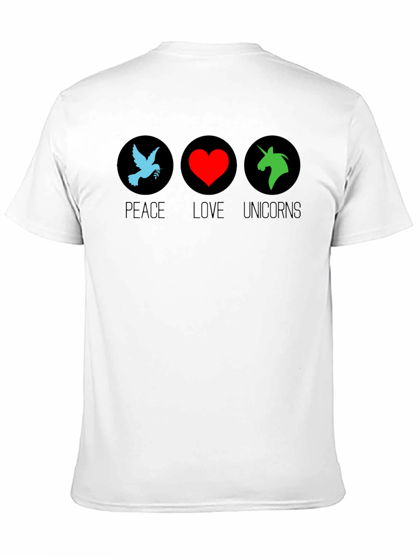 Peace Love Unicorns Black T-Shirt