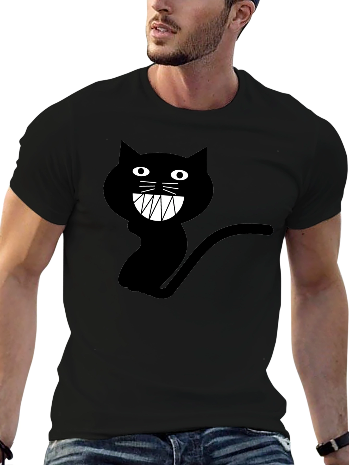 Mens Black Cat Graphic T-Shirt