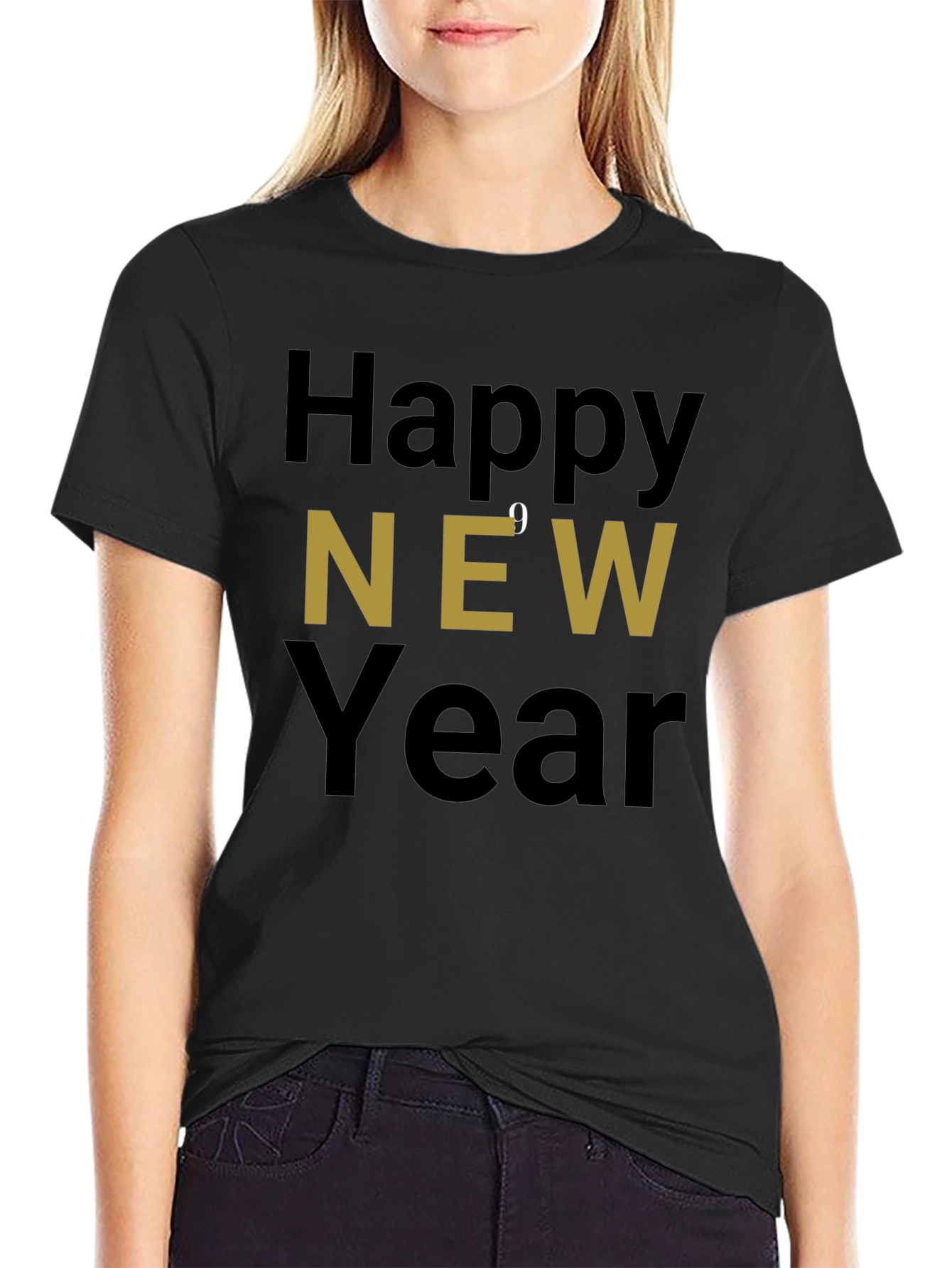 Happy New Year Graphic Tee - Black Holiday Shirt