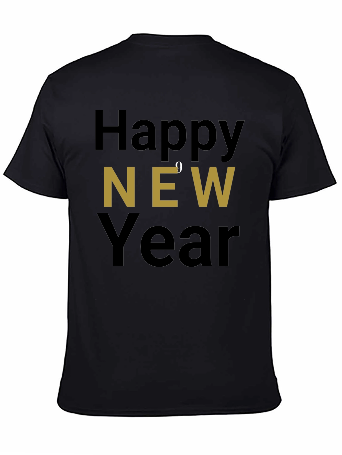 Happy New Year Graphic Tee - Black Holiday Shirt