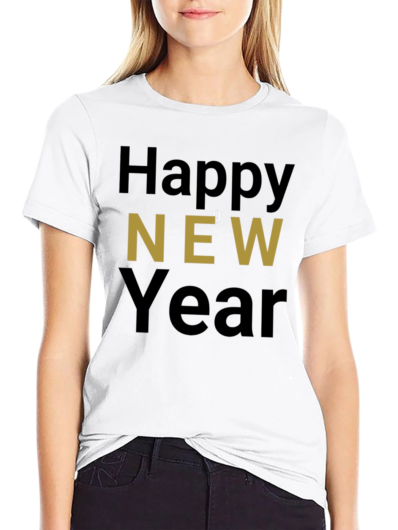 Happy New Year Graphic Tee - Black Holiday Shirt
