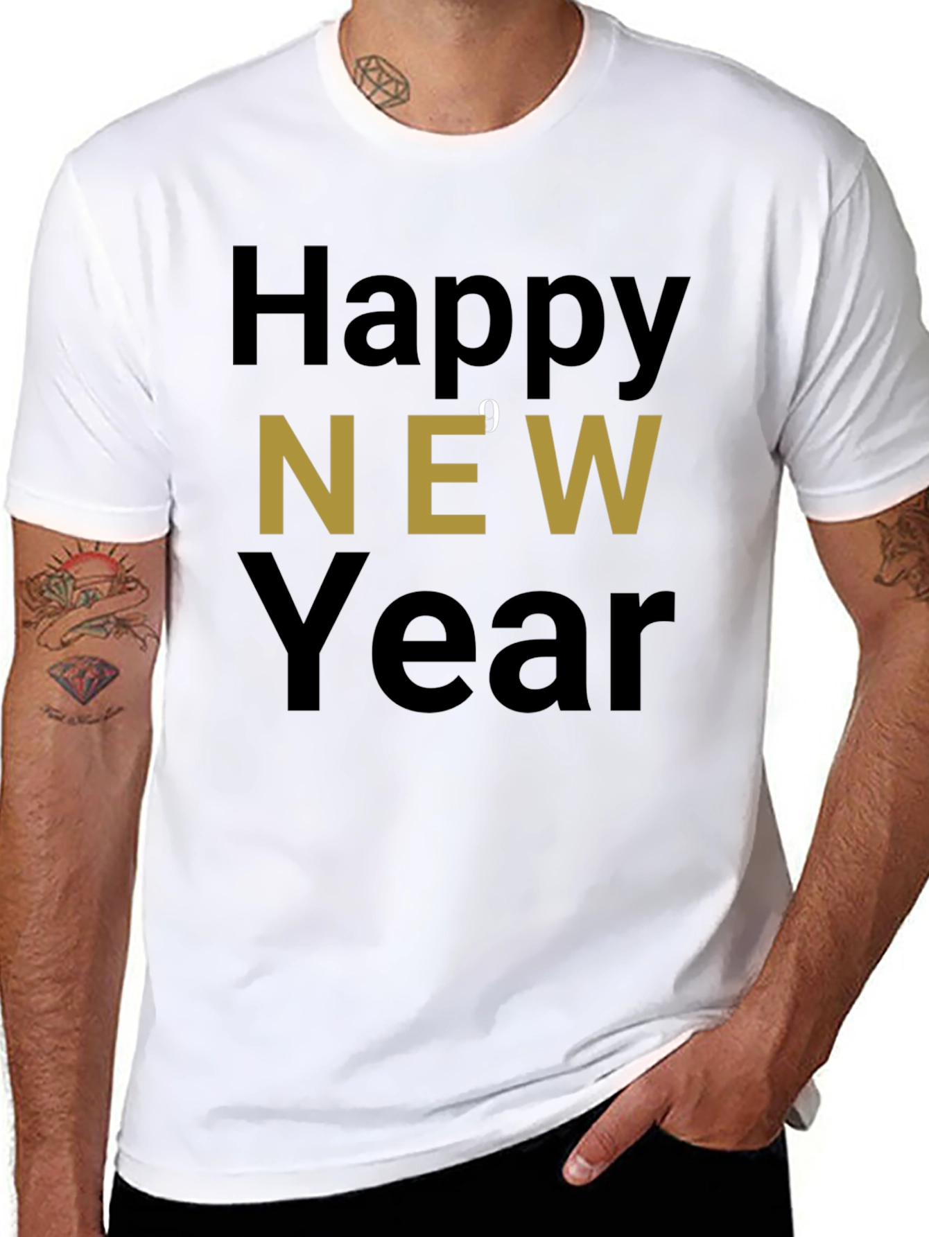 Happy New Year Graphic Tee - Black Holiday Shirt
