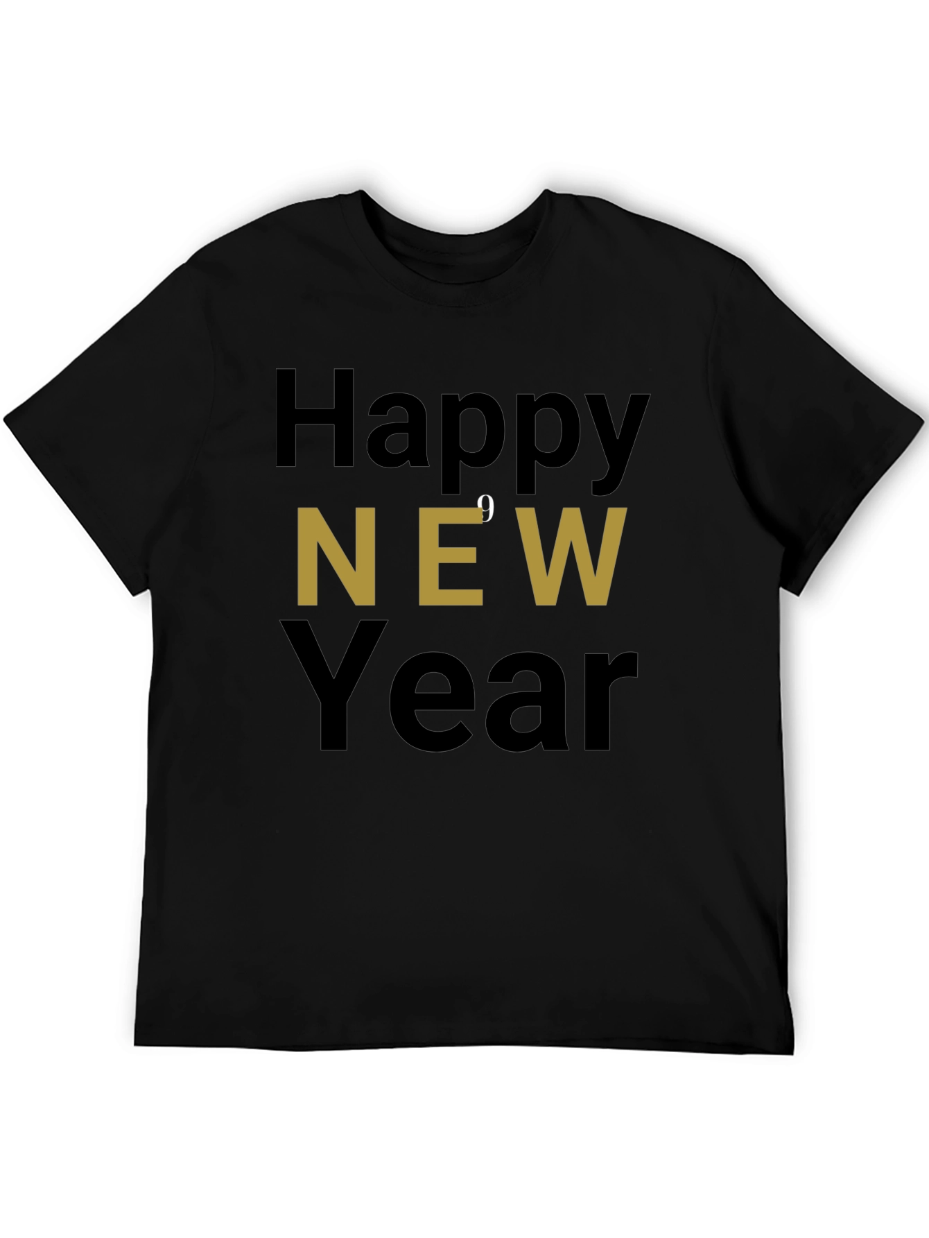 Happy New Year Graphic Tee - Black Holiday Shirt