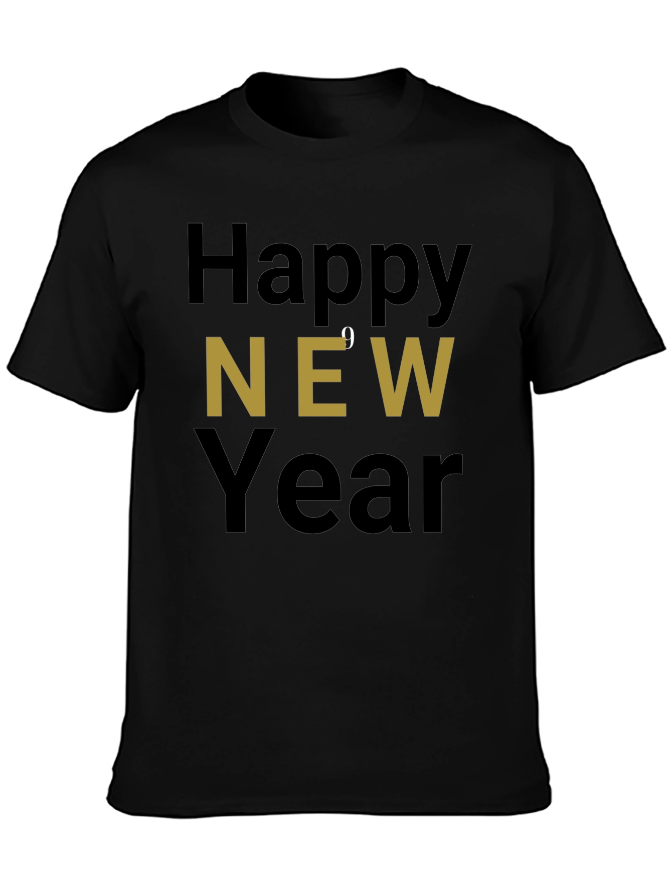 Happy New Year Graphic Tee - Black Holiday Shirt