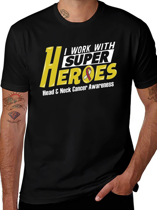 I Work With Super Heroes Head & Neck Cancer Awareness T-Shirt