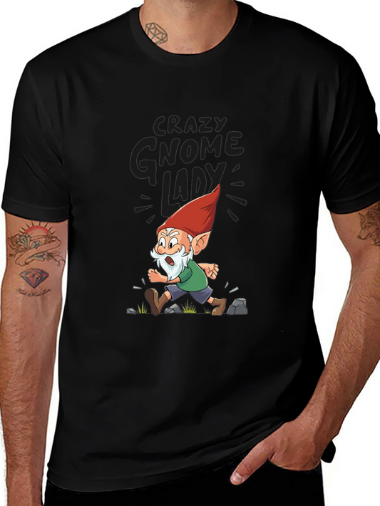Crazy Gnome Lady T-Shirt - Funny Cartoon Graphic Tee