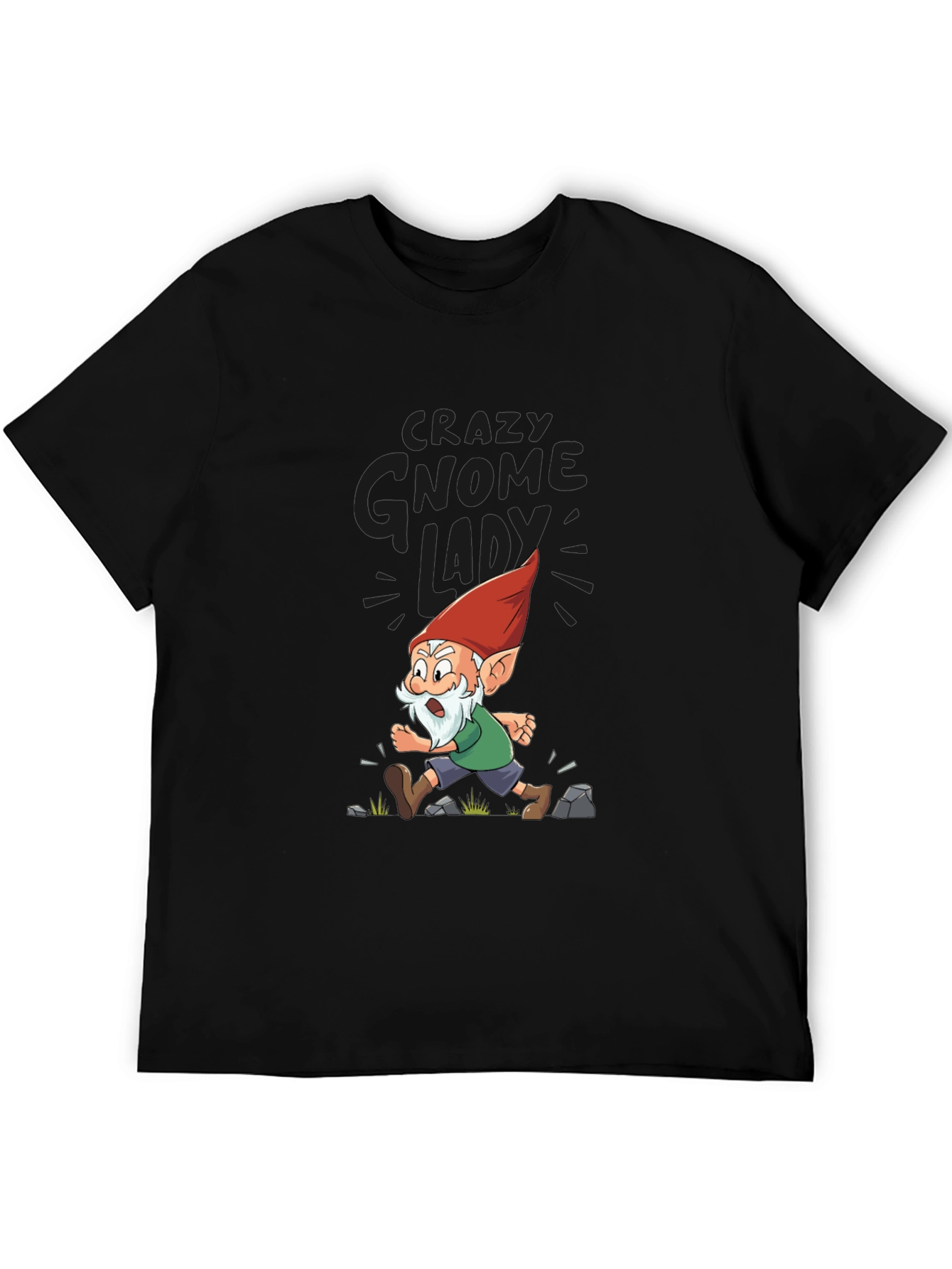 Crazy Gnome Lady T-Shirt - Funny Cartoon Graphic Tee