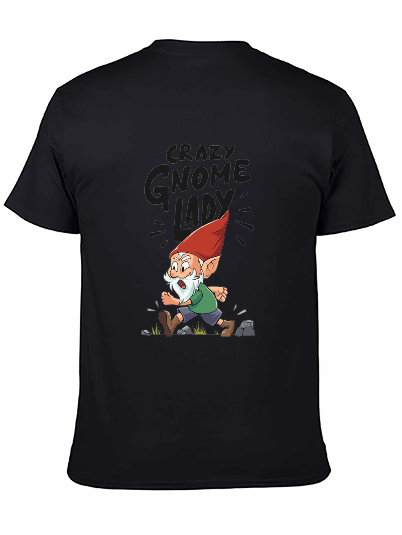 Crazy Gnome Lady T-Shirt - Funny Cartoon Graphic Tee