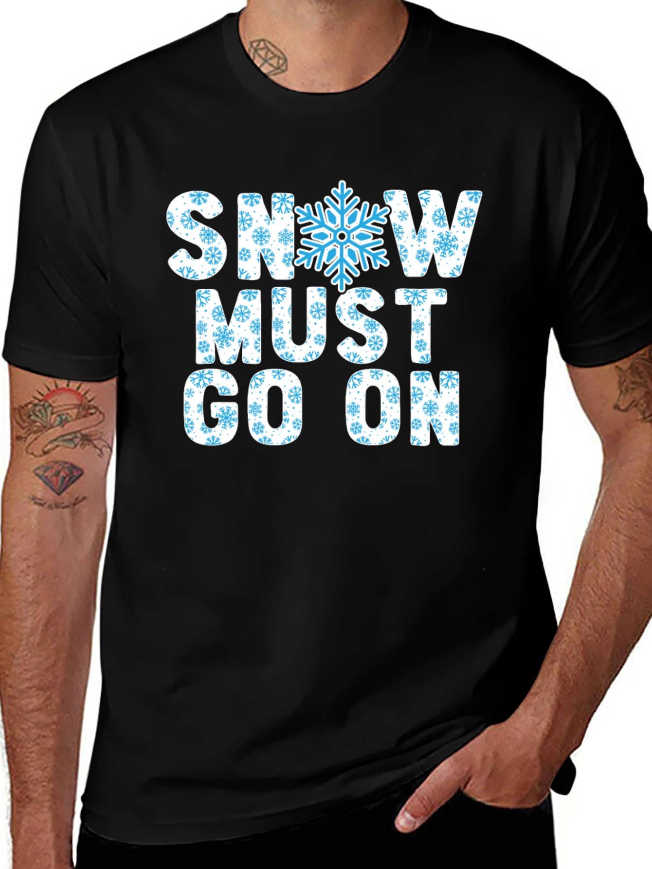 Snow Must Go On Black Cotton T-Shirt
