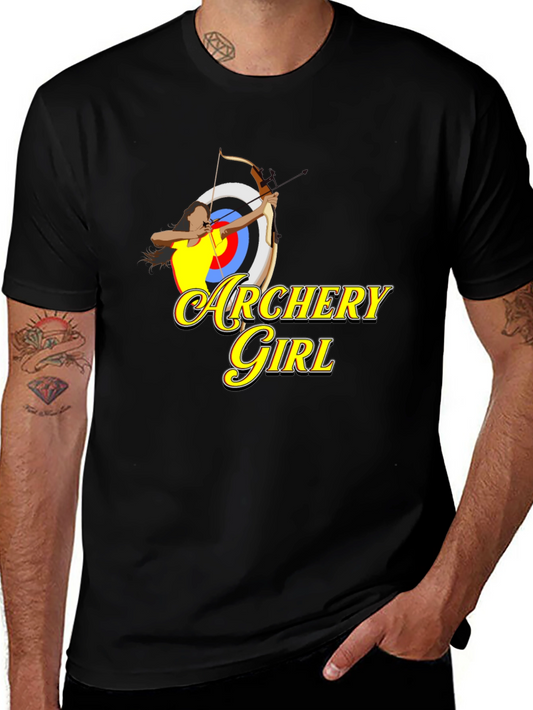 Archery Girl T-Shirt - Black Cotton Tee for Women