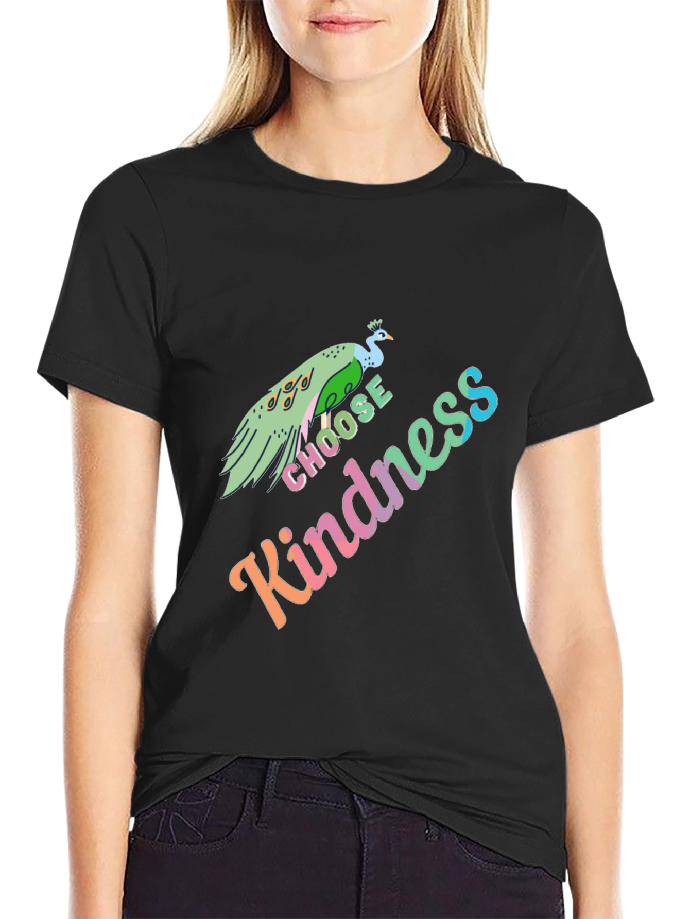 Choose Kindness Peacock Graphic T-Shirt