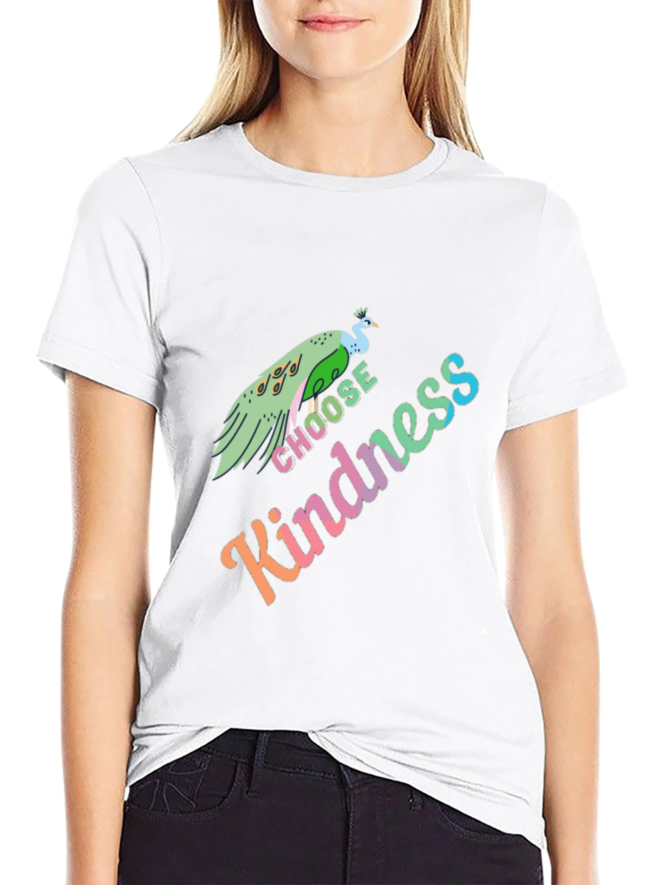 Choose Kindness Peacock Graphic T-Shirt