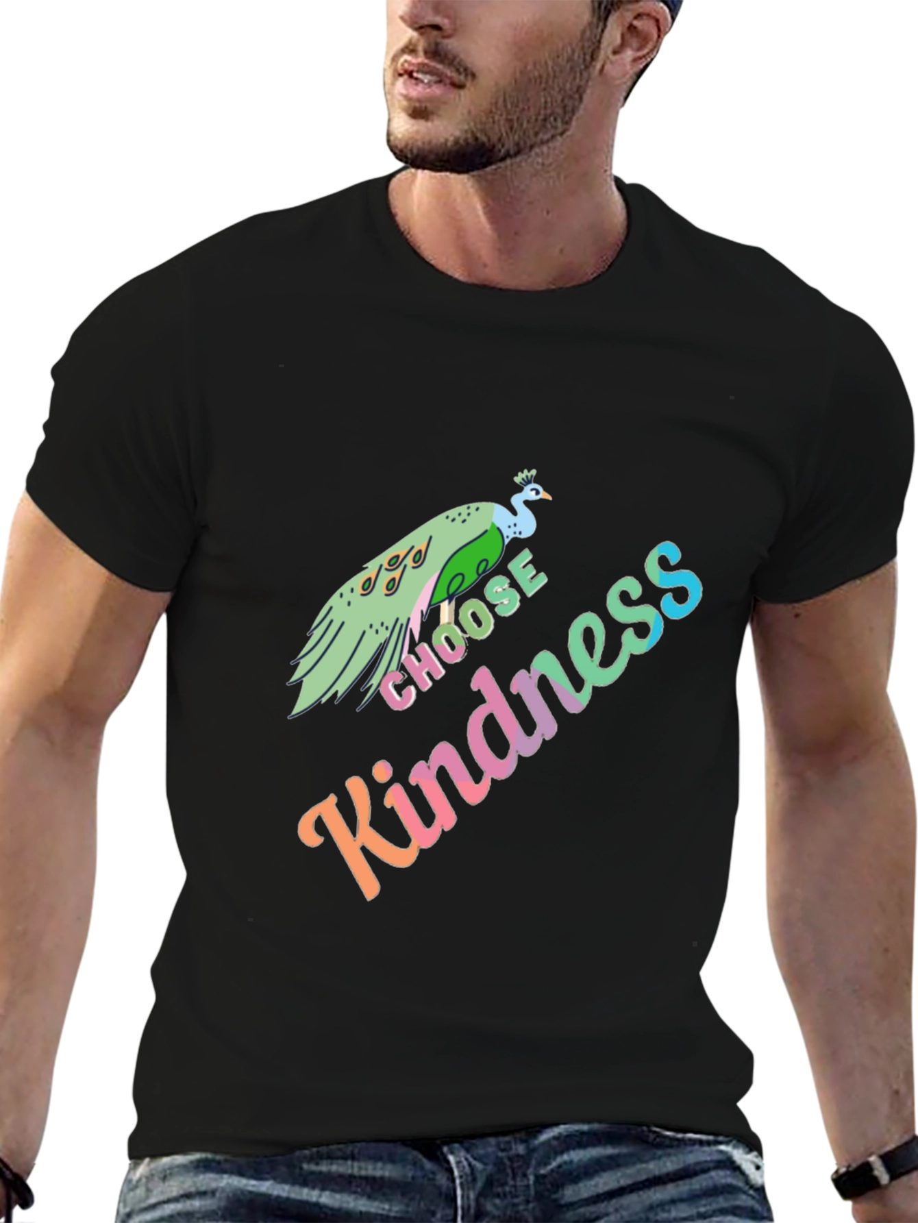 Choose Kindness Peacock Graphic T-Shirt