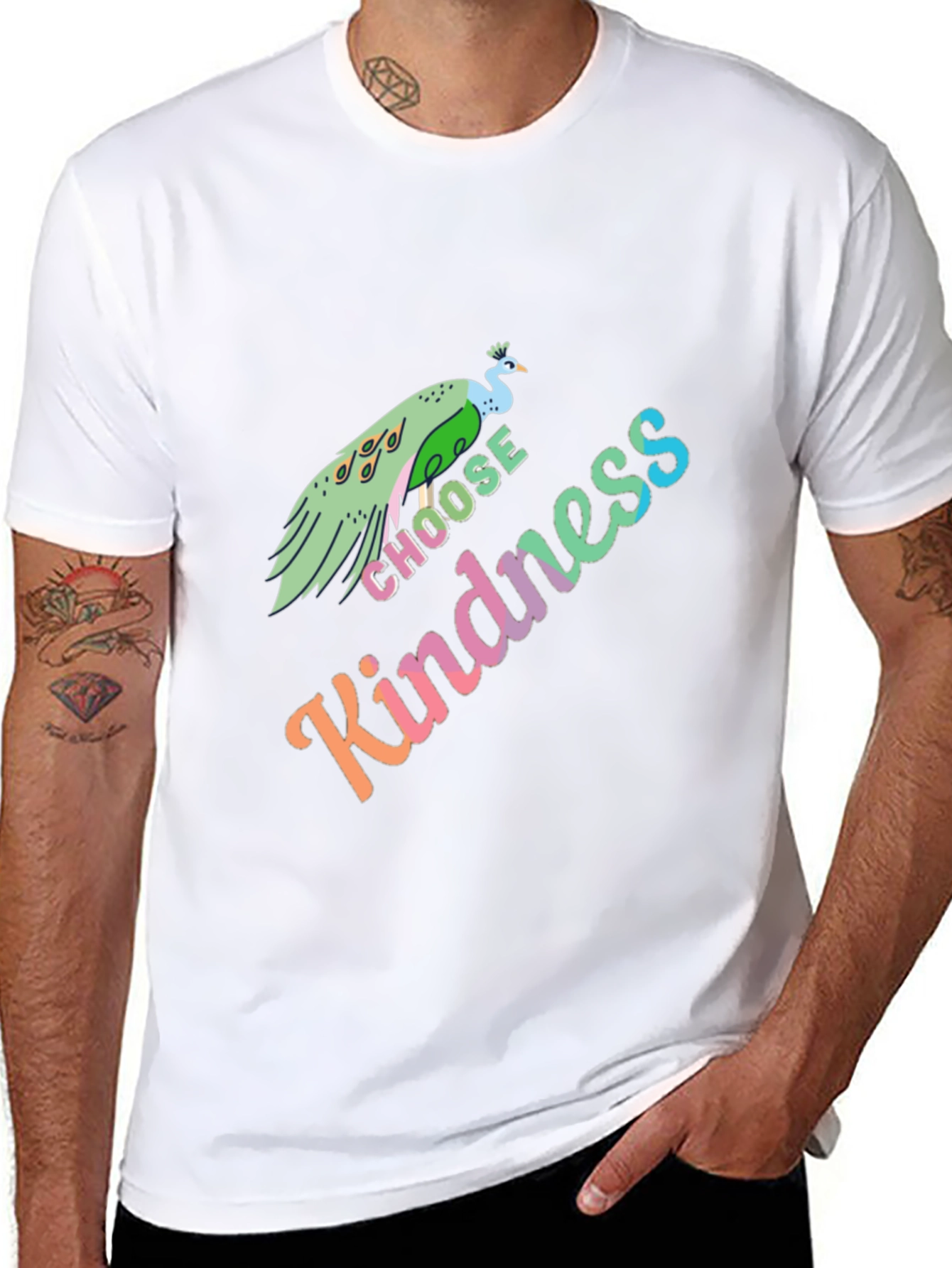Choose Kindness Peacock Graphic T-Shirt