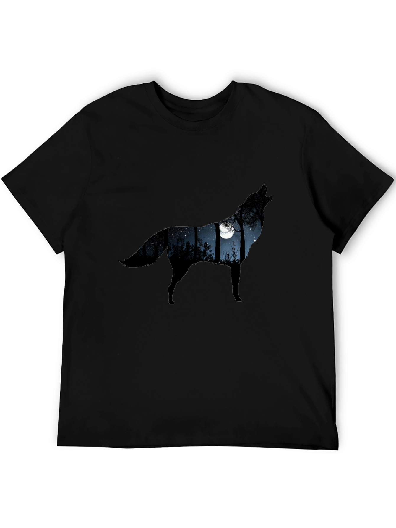 Wolf Moon Silhouette Tee - Mens Black Graphic T-Shirt