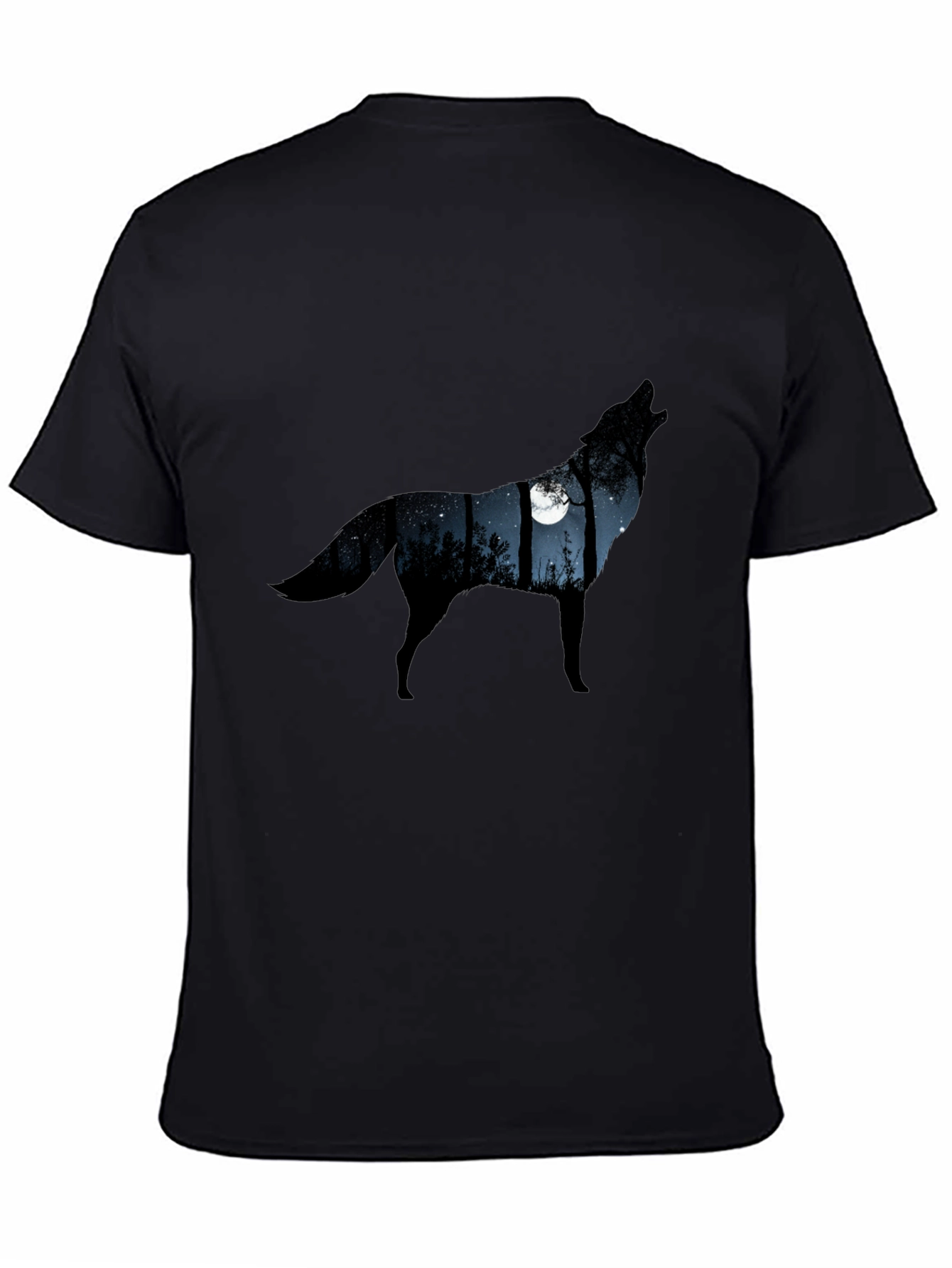 Wolf Moon Silhouette Tee - Mens Black Graphic T-Shirt