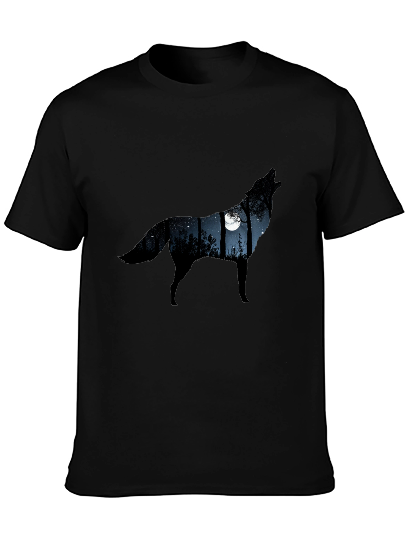 Wolf Moon Silhouette Tee - Mens Black Graphic T-Shirt