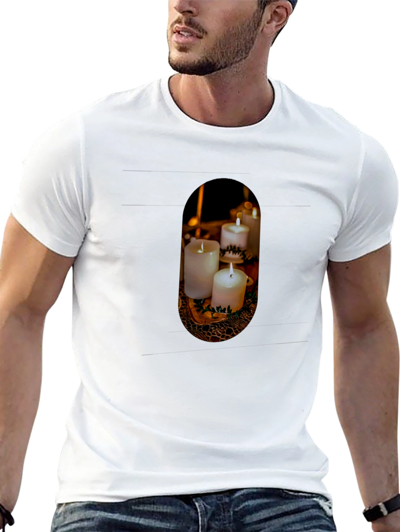 Candle Print Crew Neck T-Shirt