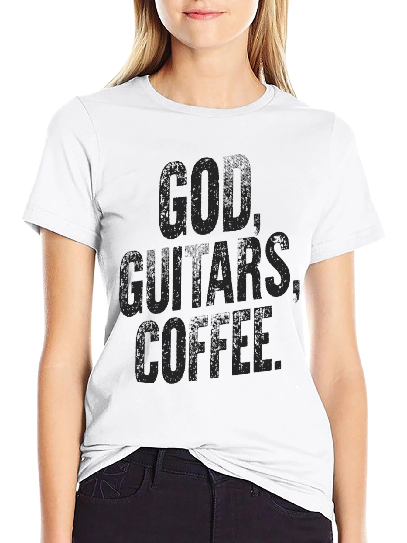 God Guitars Coffee T-Shirt - Black Graphic Tee