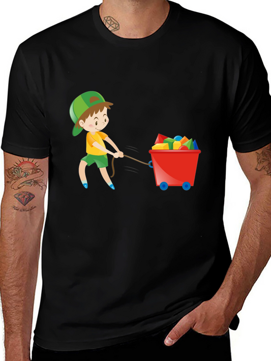 Boy Pulling Wagon Graphic T-Shirt