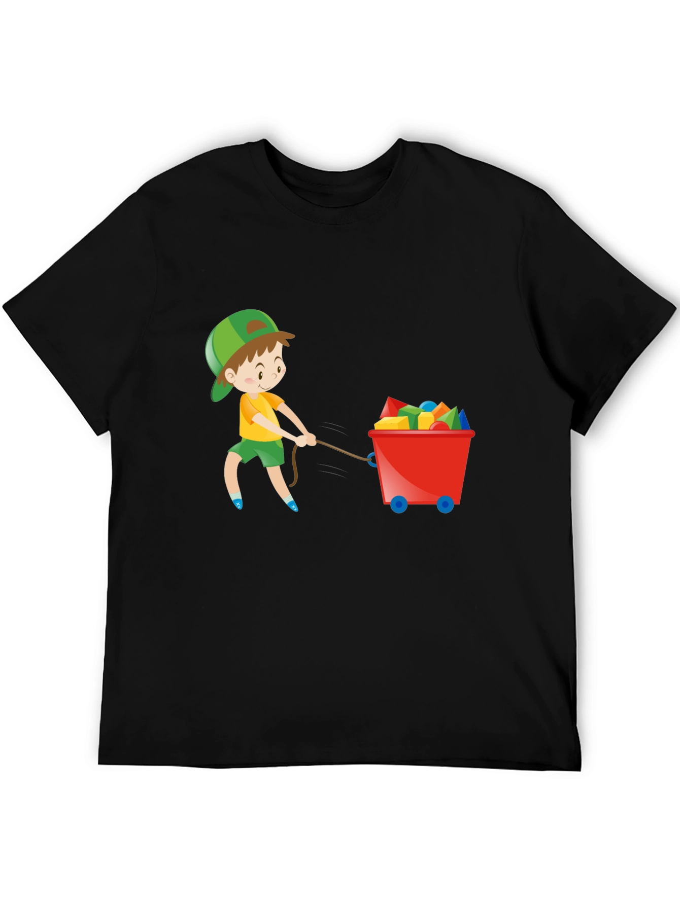 Boy Pulling Wagon Graphic T-Shirt