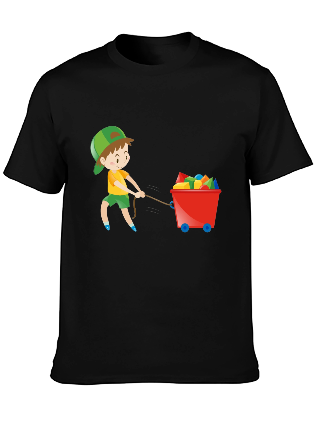 Boy Pulling Wagon Graphic T-Shirt