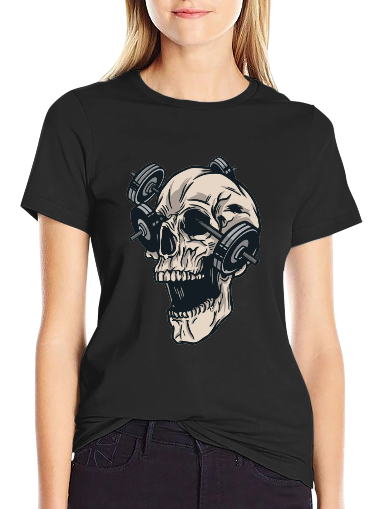 Skull with Weights Graphic T-Shirt