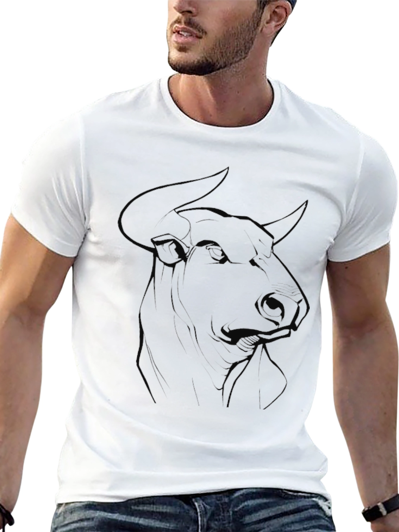 Bull Sketch Black T-Shirt