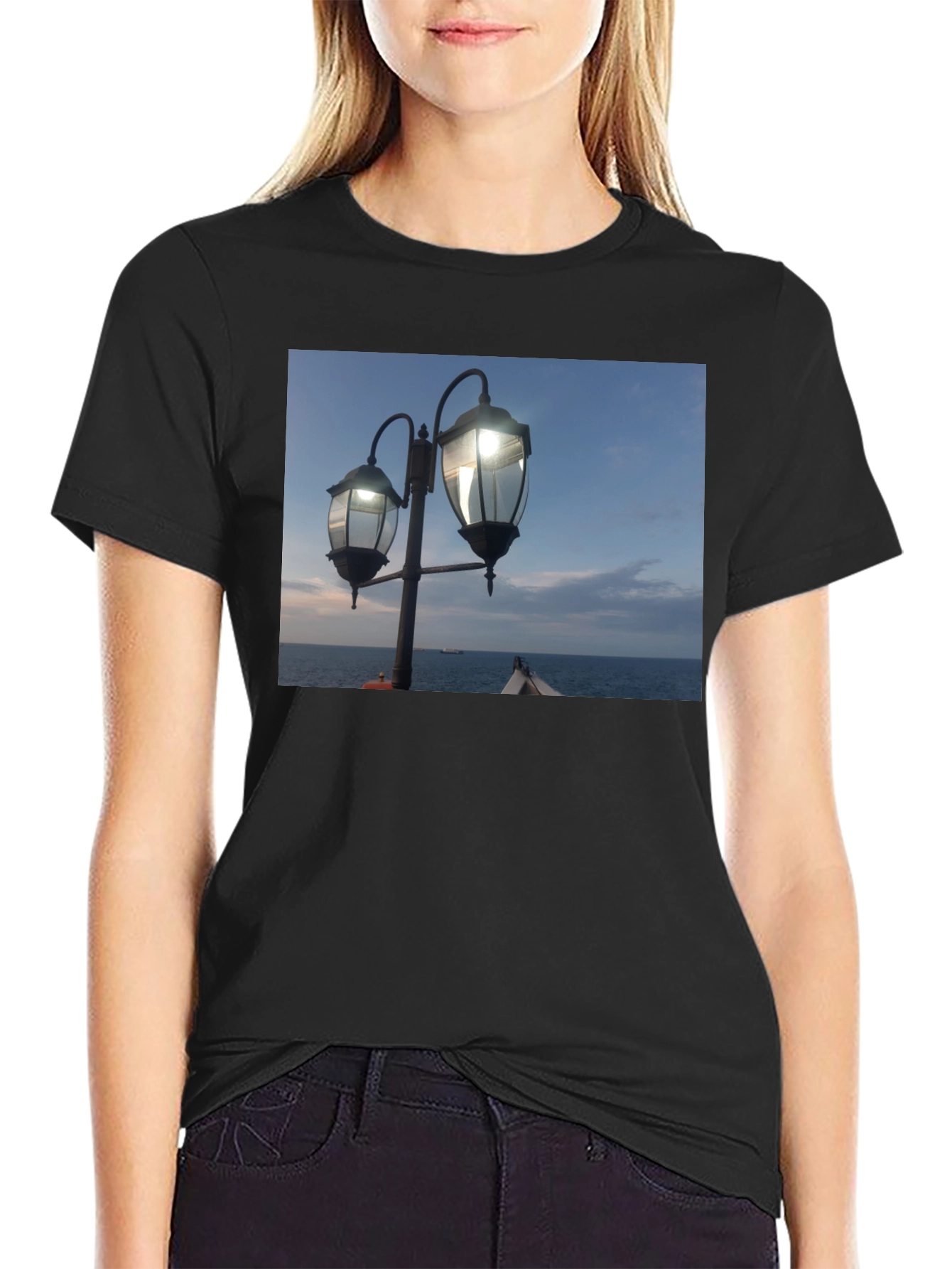 Nautical Lights Graphic Black T-Shirt