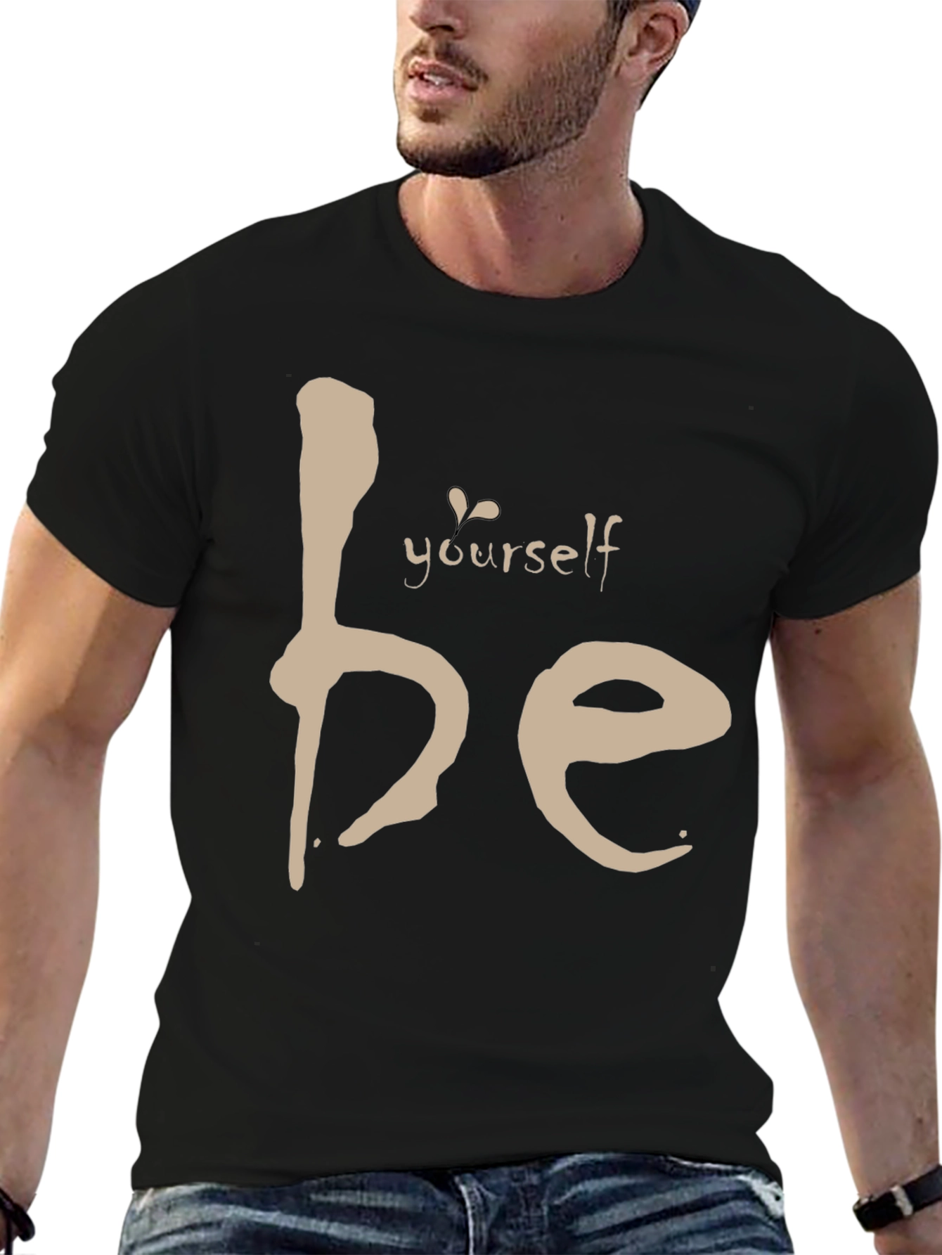 Be Yourself Tee - Motivational Black Graphic T-Shirt