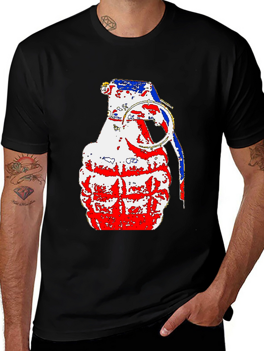 Patriotic Grenade Graphic Tee - Black Cotton Comfort