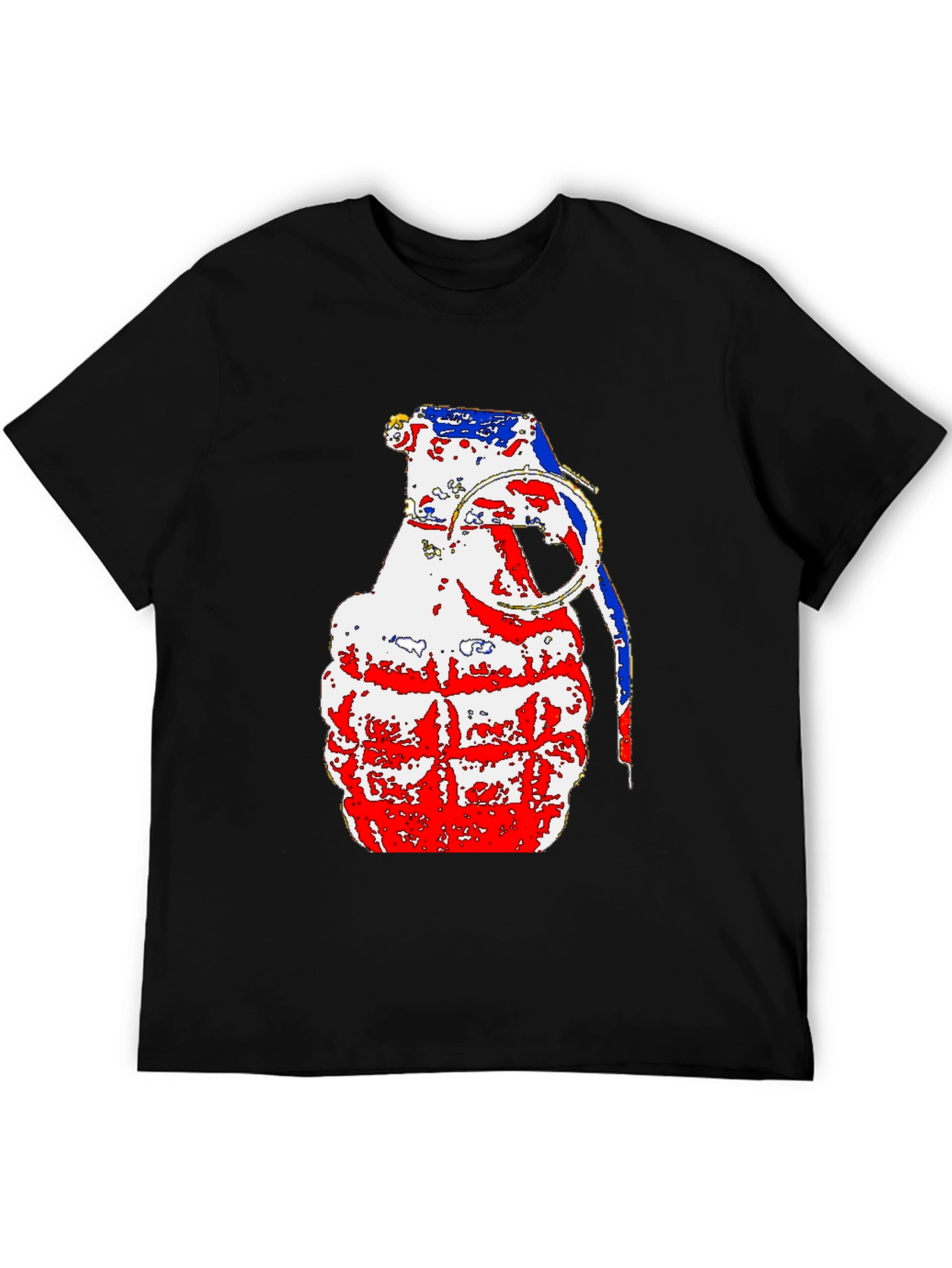 Patriotic Grenade Graphic Tee - Black Cotton Comfort